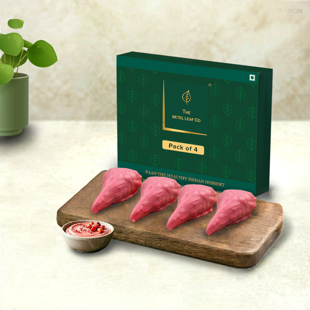 Strawberry Chocolate Coated Gulkand Paan (Pack of 4)