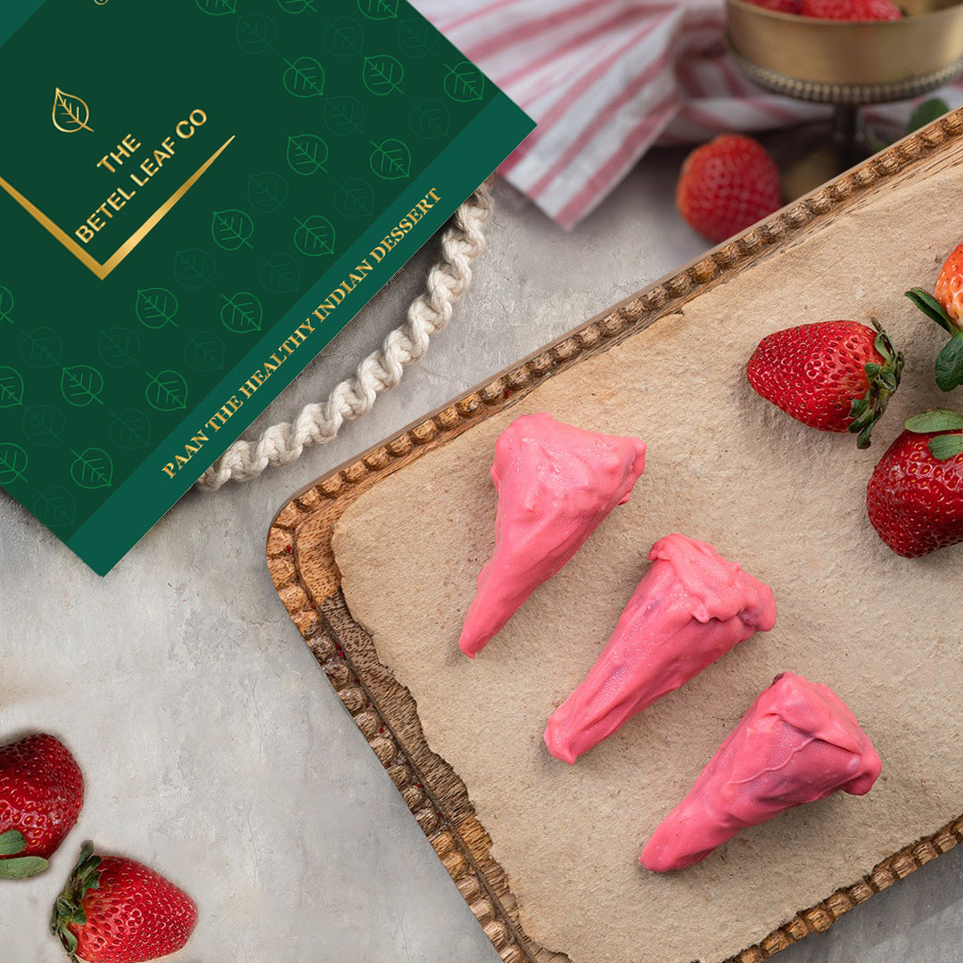 Strawberry Chocolate Coated Gulkand Paan (Pack of 4)